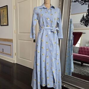 For Love And Lemons Blue Maxi Dress with Yellow Floral Print